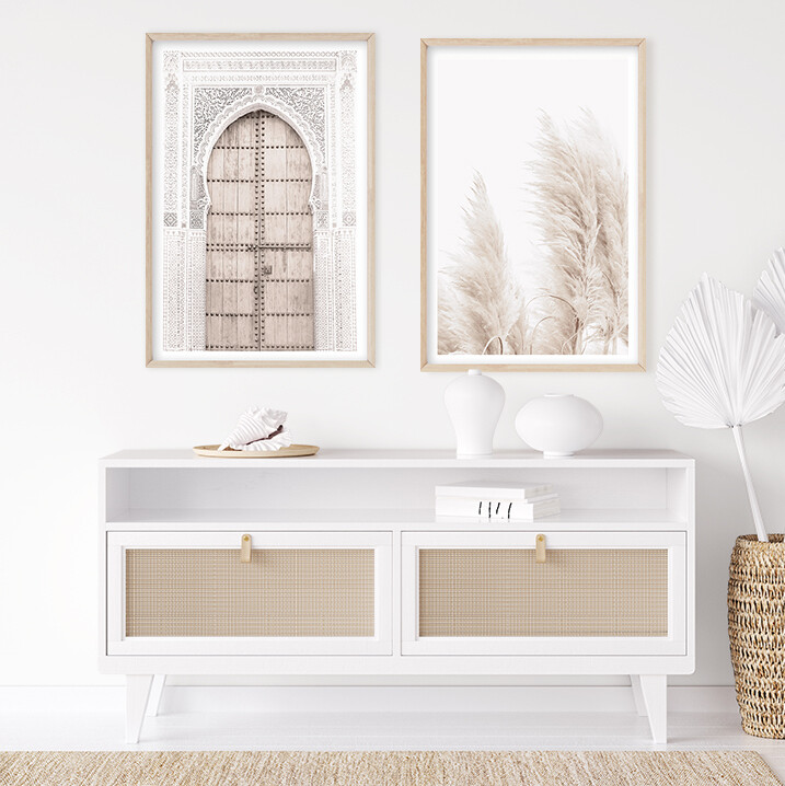 Moroccan Door & Coastal Pampas Grass (portrait) Set