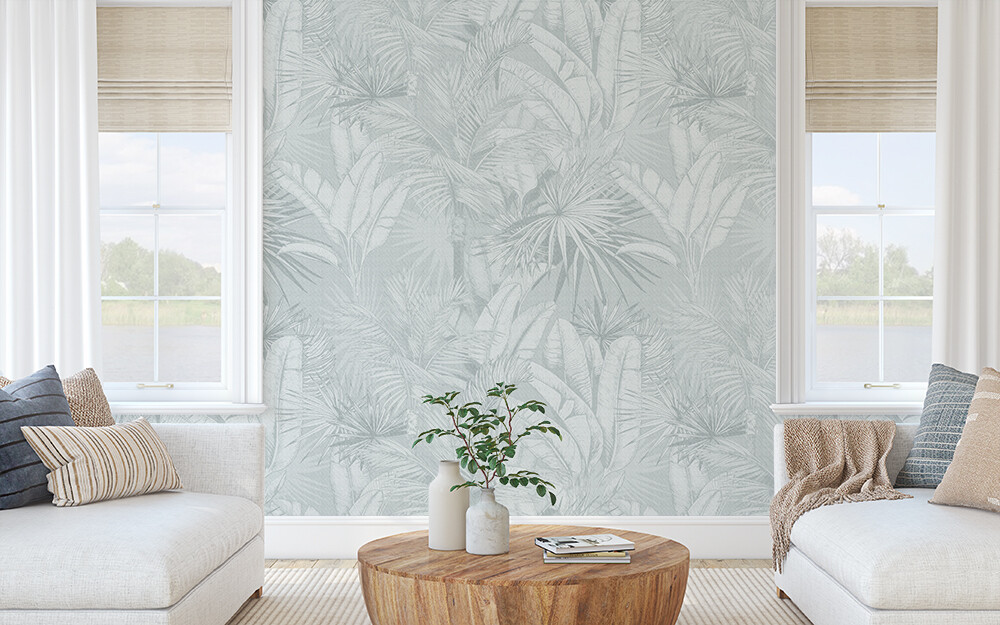 Luxe Palms Removable Wallpaper - Duck Egg Blue