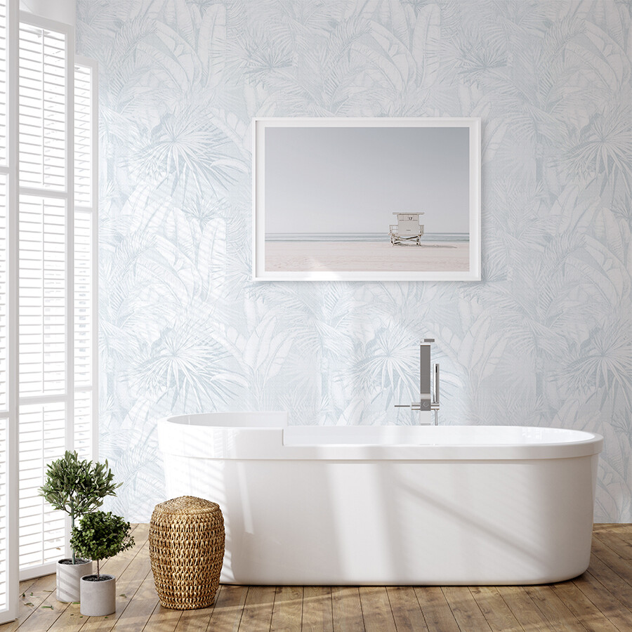 Luxe Palms Removable Wallpaper - Pale Blue