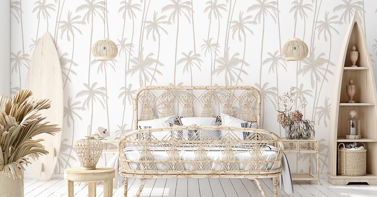 Neutral Palms (on white) Removable Wallpaper
