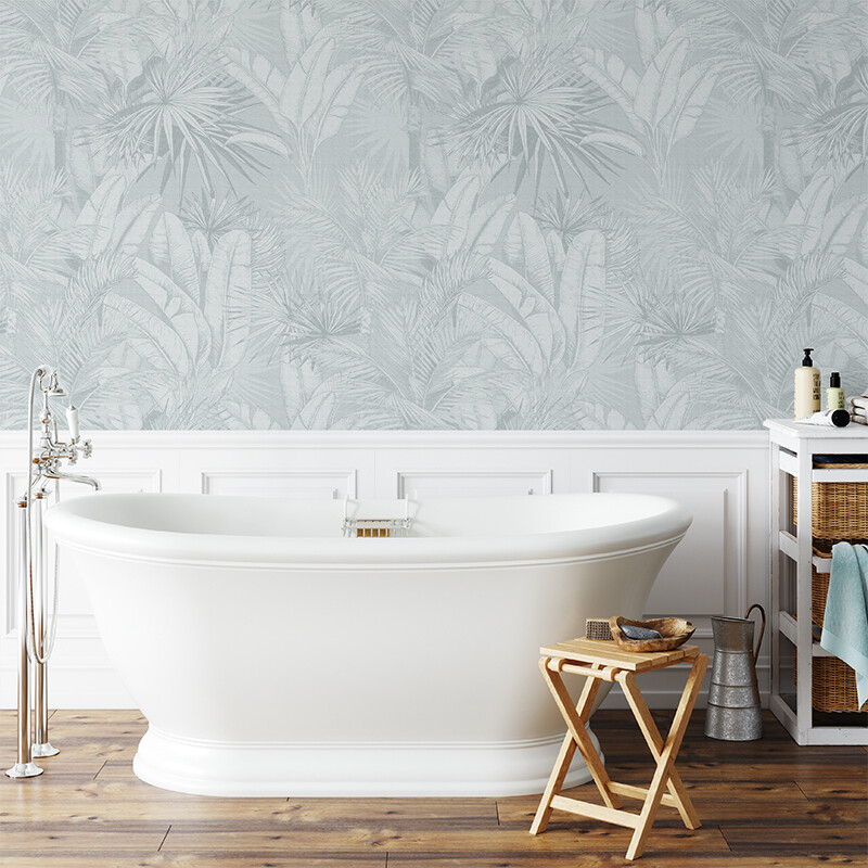Luxe Palms Removable Wallpaper - Duck Egg Blue