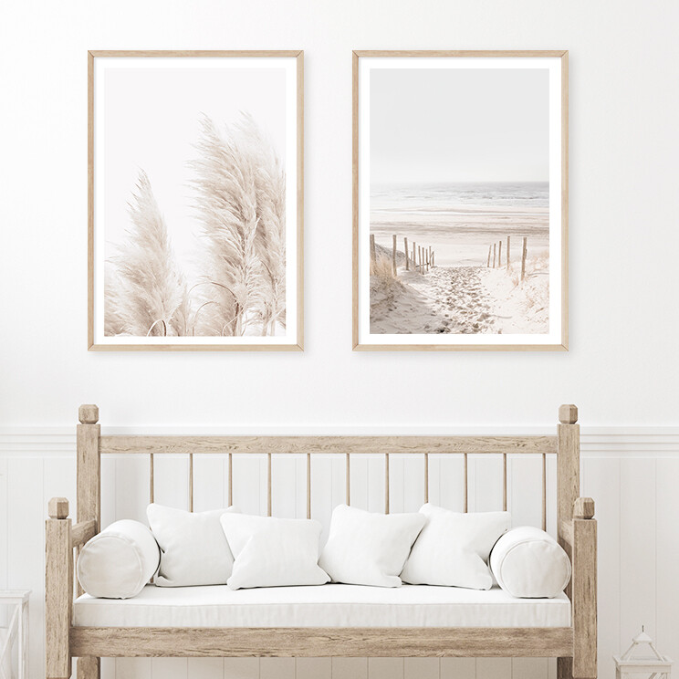 Dune Path II & Coastal Pampas Grass (portrait) Set