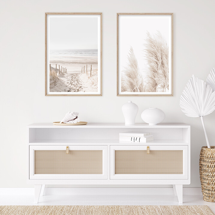 Dune Path II & Coastal Pampas Grass (portrait) Set