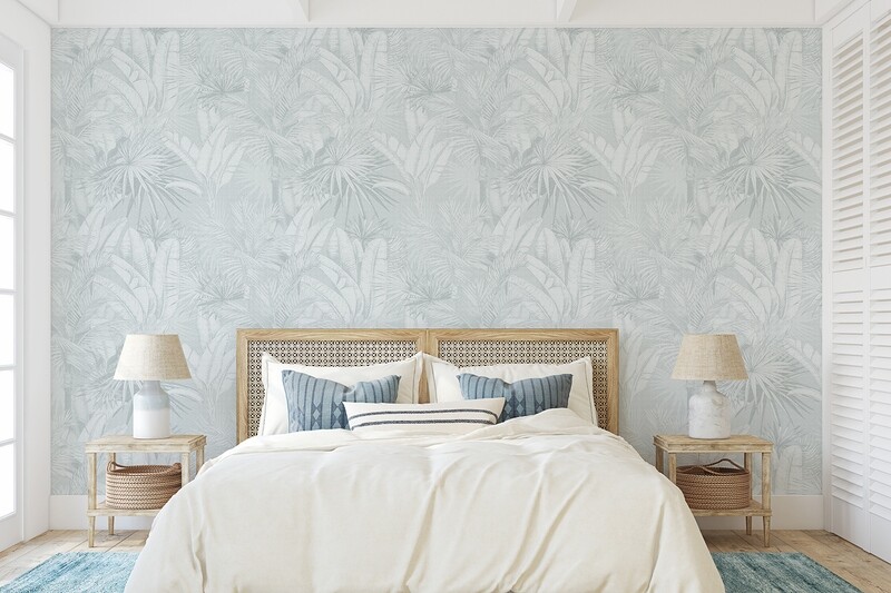 Luxe Palms Removable Wallpaper - Duck Egg Blue