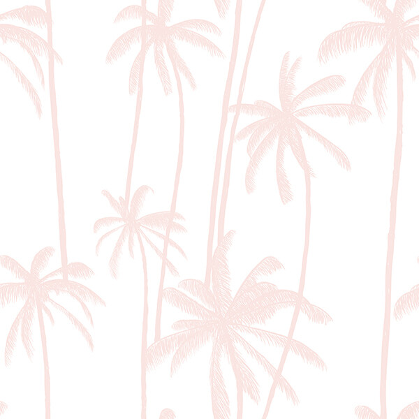 Pink Palms (white background) removable wallpaper