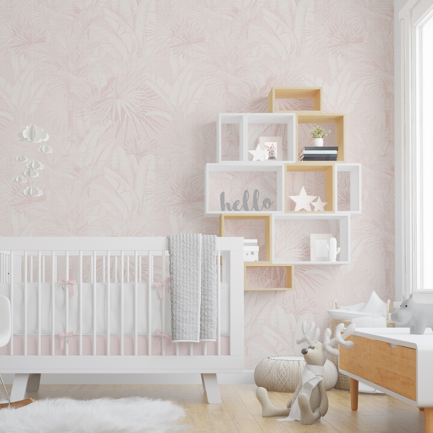 Luxe Palms (Dusty Blush) Removable Wallpaper