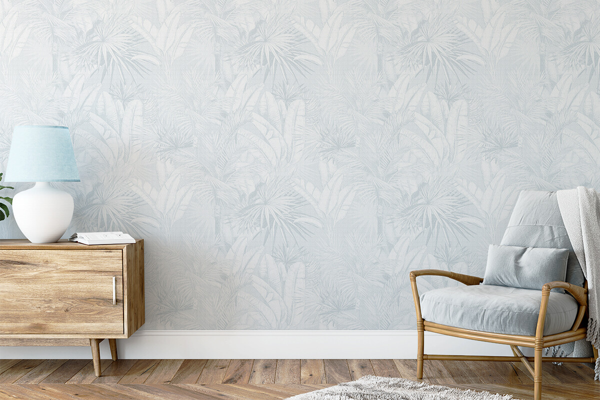 Luxe Palms Removable Wallpaper - Pale Blue