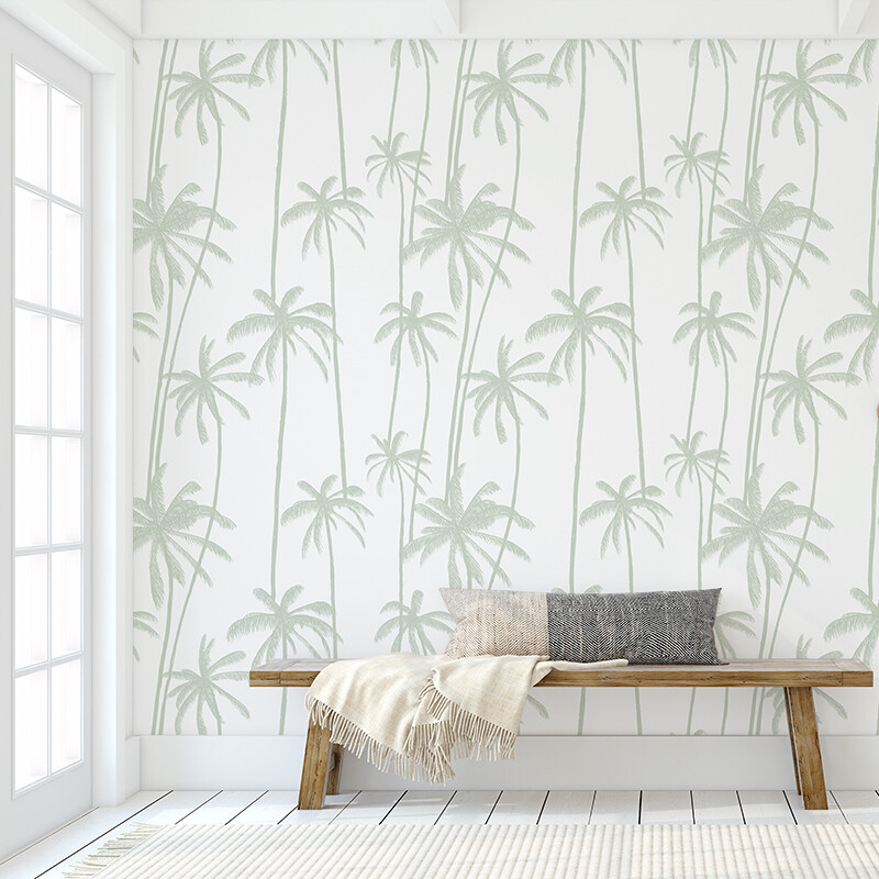 Seamist Sage Palms Removable Wallpaper