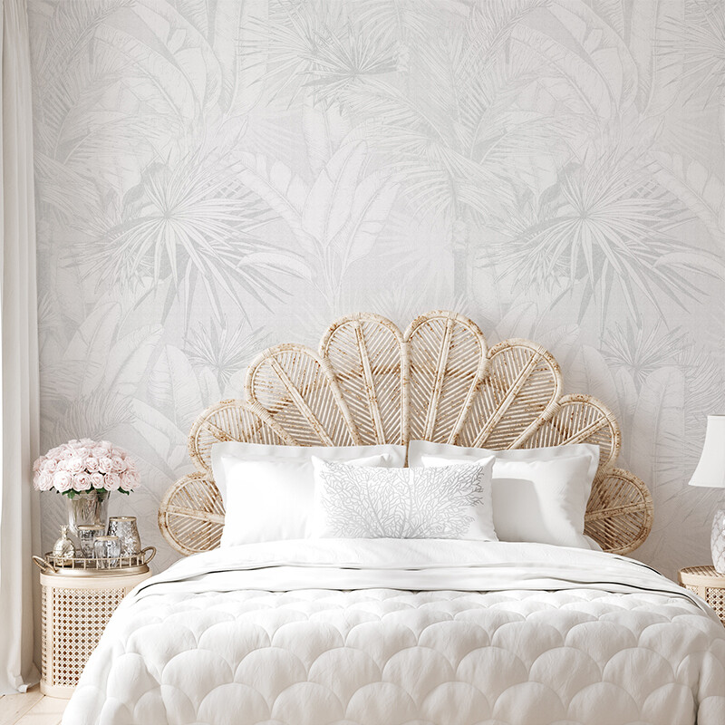 Luxe Palms Removable Wallpaper - Soft Grey