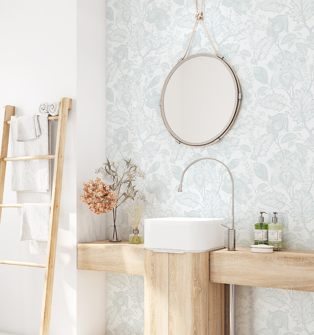 Hamptons Floral (Duck Egg) Removable Wallpaper