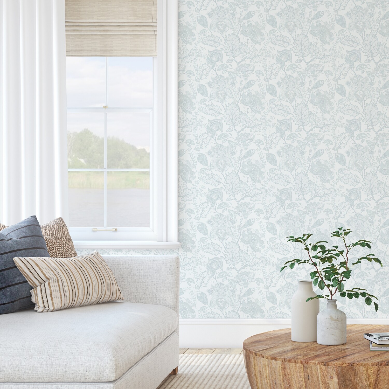 Hamptons Floral (Duck Egg) Removable Wallpaper