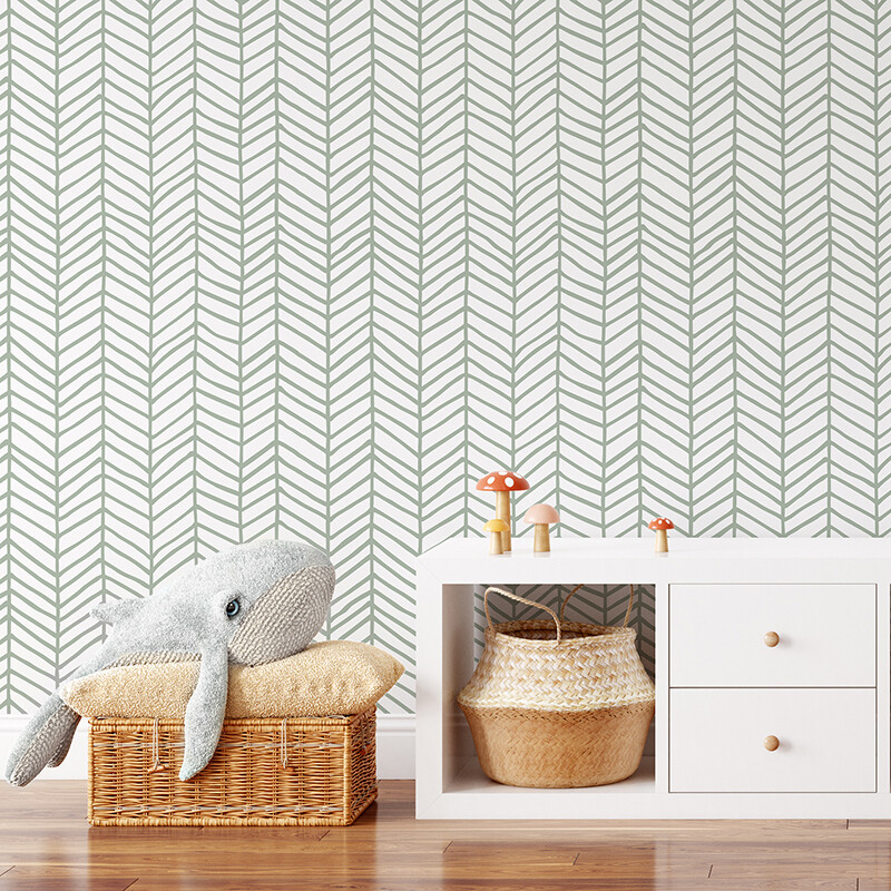 Feather (Sage) Removable Wallpaper