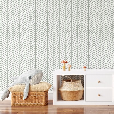 Feather (Sage) Removable Wallpaper