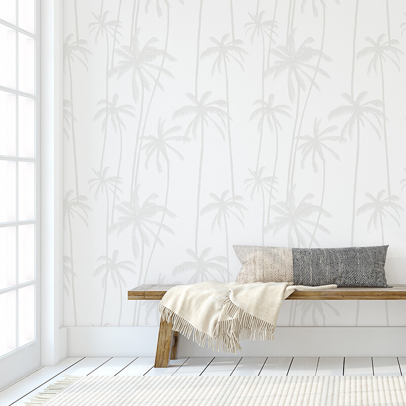 Neutral Palms (Grey) Removable Wallpaper