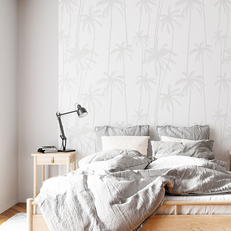 Neutral Palms (Grey) Removable Wallpaper
