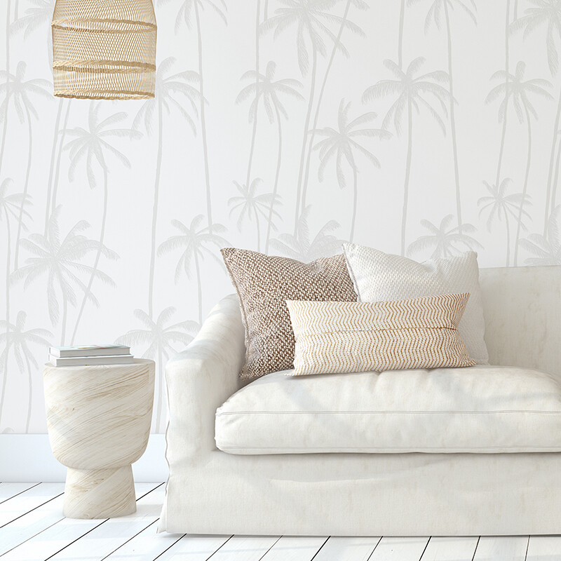 Neutral Palms (Grey) Removable Wallpaper