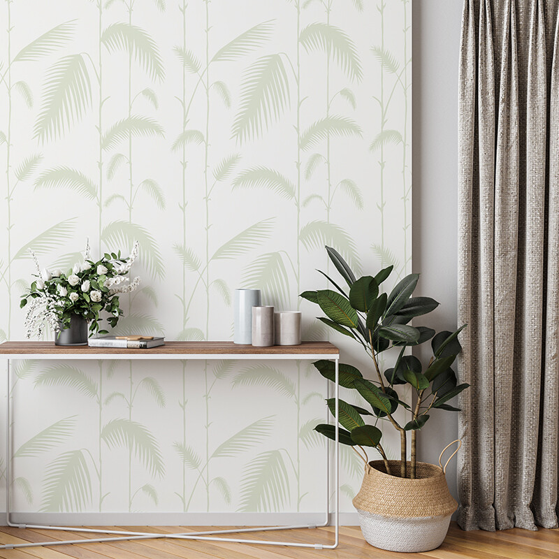 Palm Reeds (Cream & Green) Removable Wallpaper