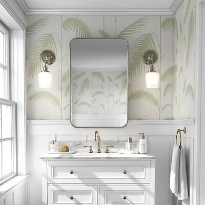 Palm Reeds (Cream & Green) Removable Wallpaper