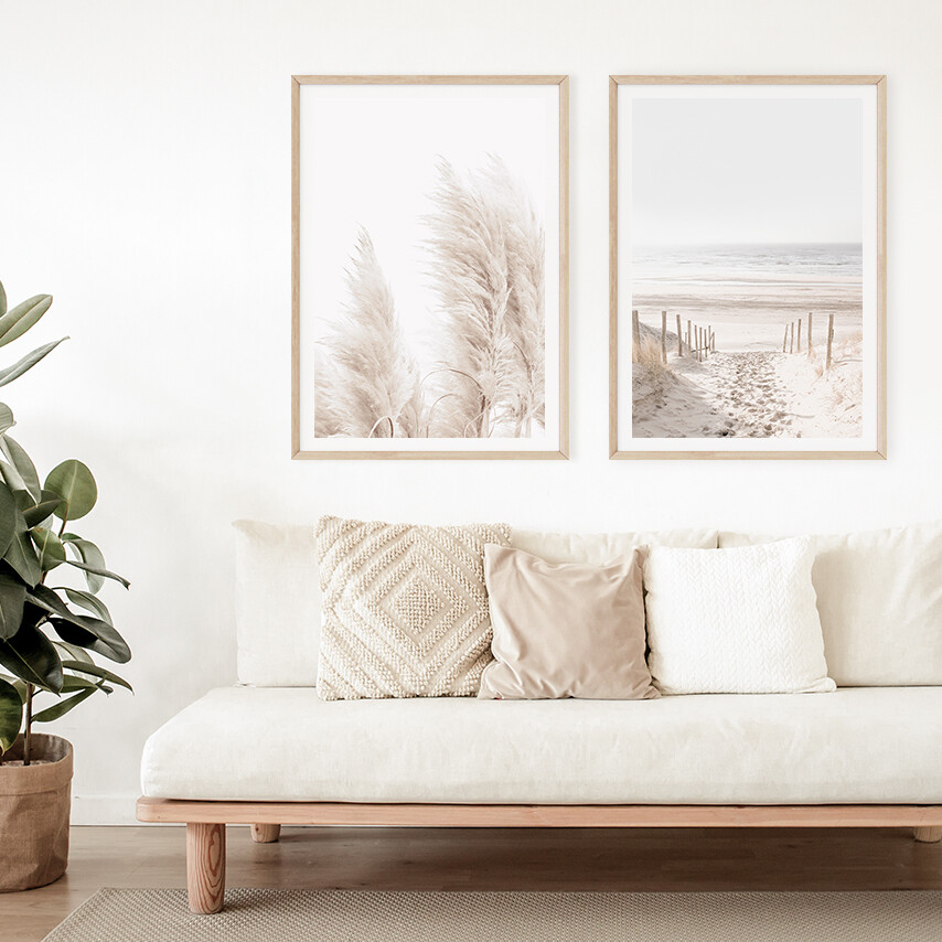 Dune Path II & Coastal Pampas Grass (portrait) Set