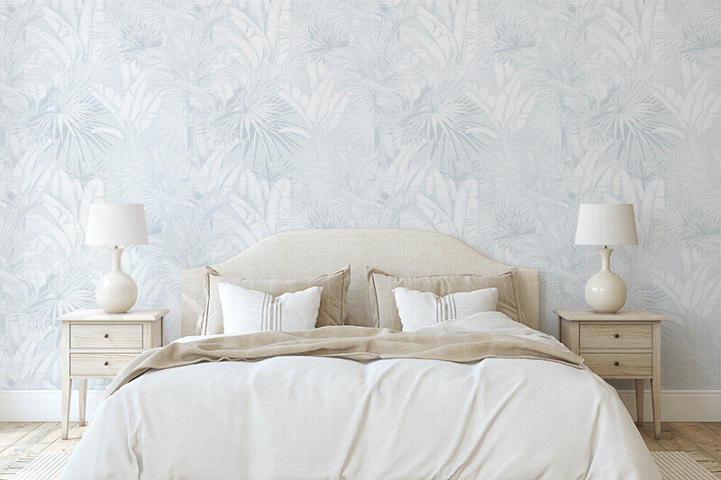 Luxe Palms Removable Wallpaper - Pale Blue