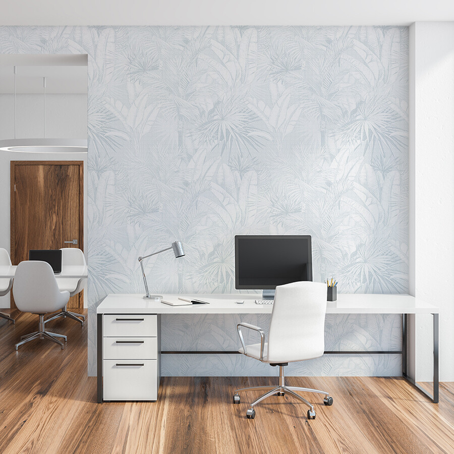 Luxe Palms Removable Wallpaper - Pale Blue