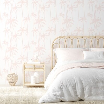 Palms (Pink/White) Removable Wallpaper