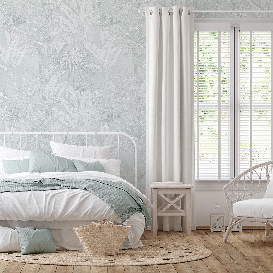 Luxe Palms Removable Wallpaper - Duck Egg Blue