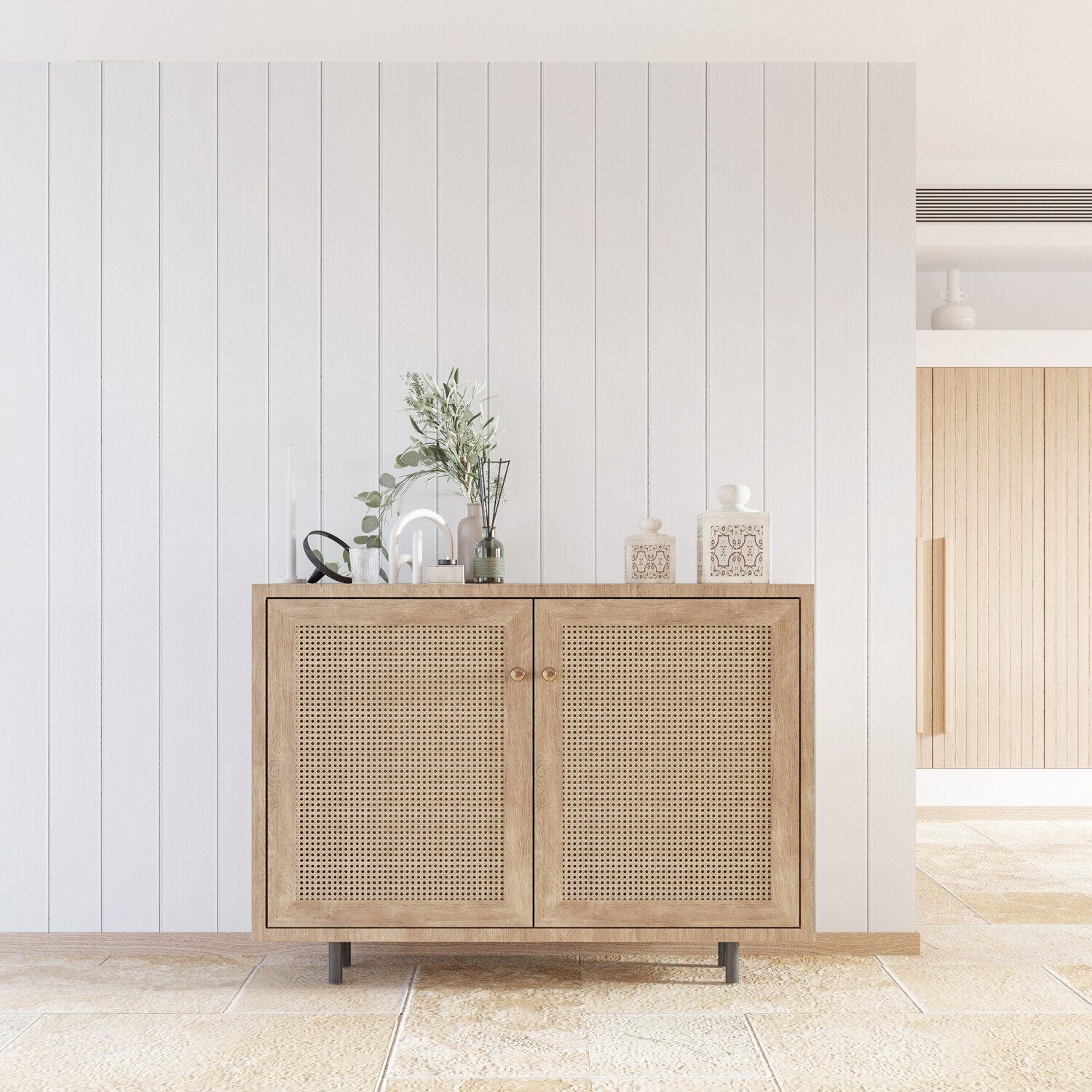 Tongue & Groove Wood Planks Removable Wallpaper (Light Grey)