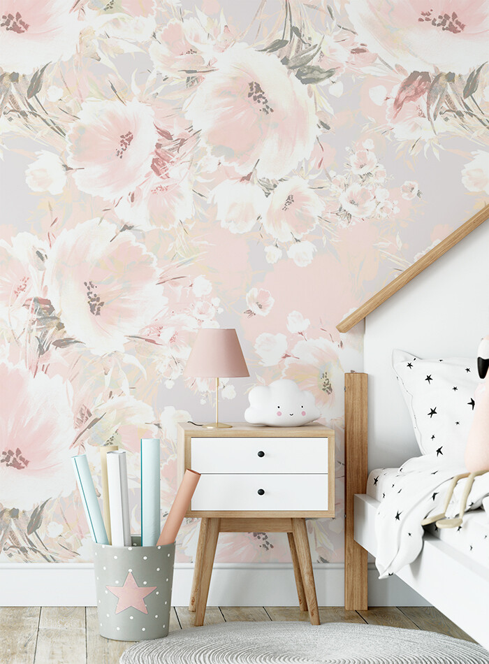 Blush Floral Bouquet Removable Wallpaper
