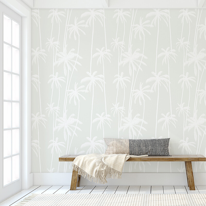 Seamist Sage Palms (inverted colour) Removable Wallpaper