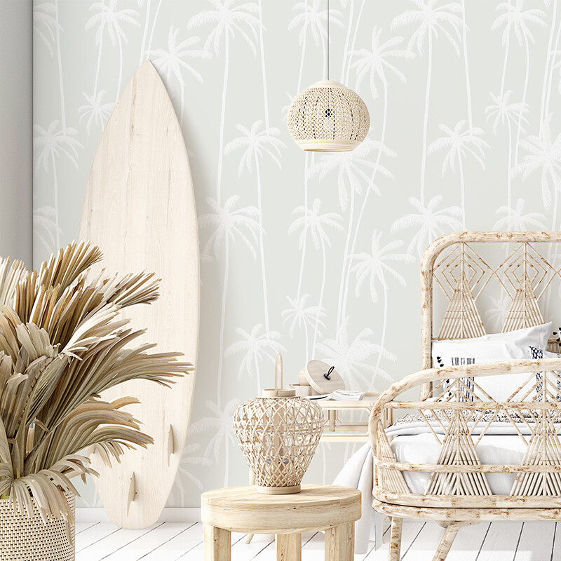Seamist Sage Palms (inverted colour) Removable Wallpaper