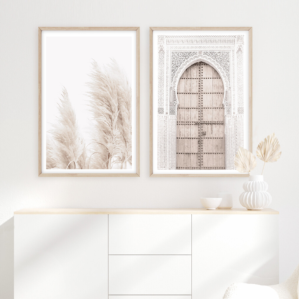Moroccan Door & Coastal Pampas Grass (portrait) Set