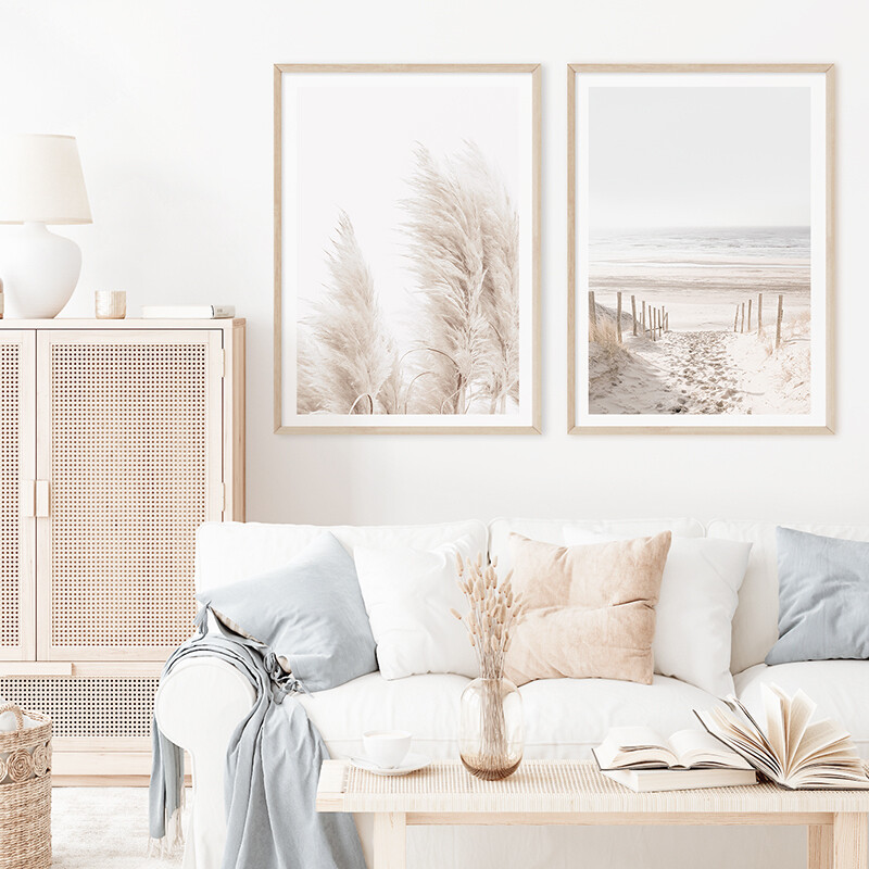Dune Path II & Coastal Pampas Grass (portrait) Set