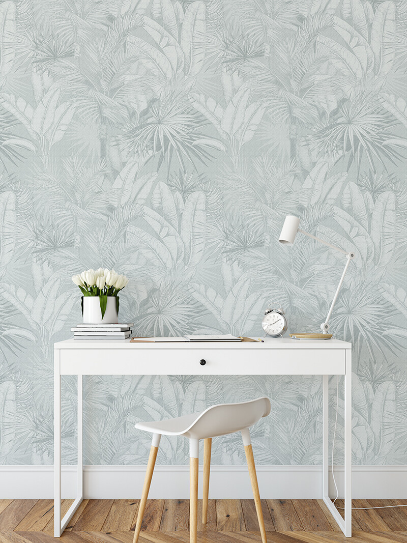 Luxe Palms Removable Wallpaper - Duck Egg Blue