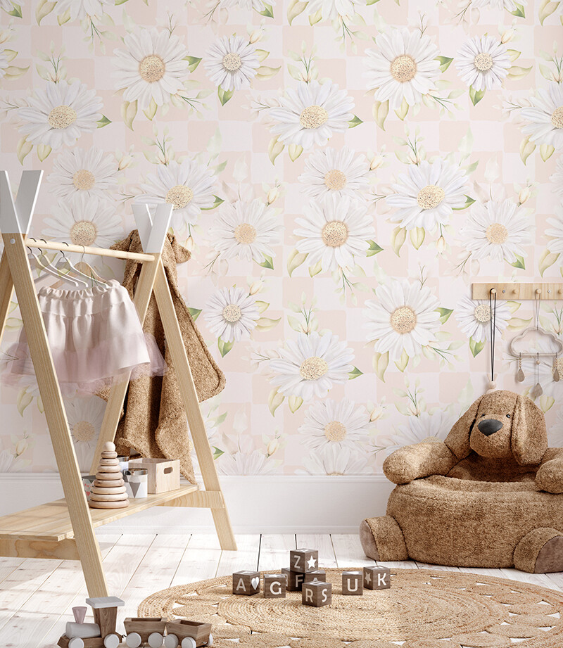 Daisy Checks Removable Wallpaper