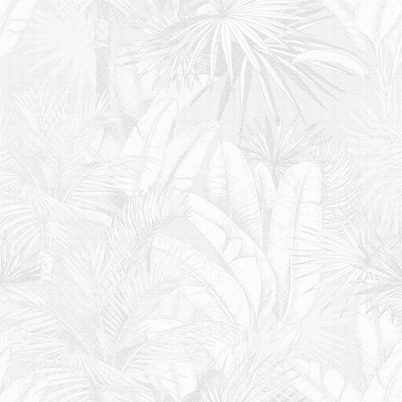 Luxe Palms - Palest Grey Removable Wallpaper