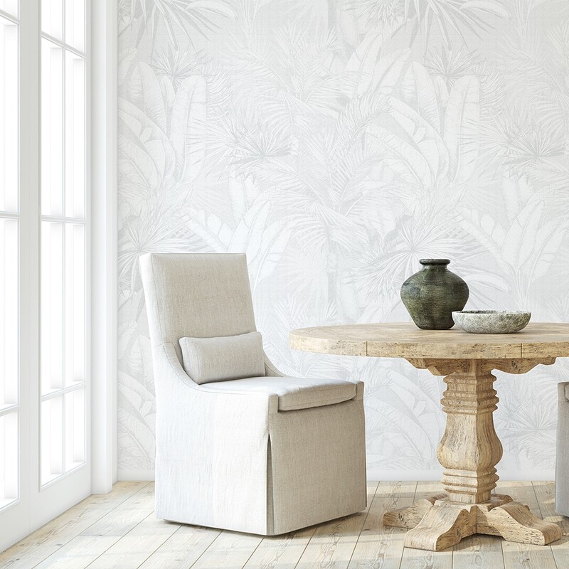 Luxe Palms - Palest Grey Removable Wallpaper