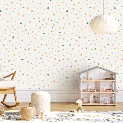 Pastel Terrazzo Sprinkles Removable Wallpaper