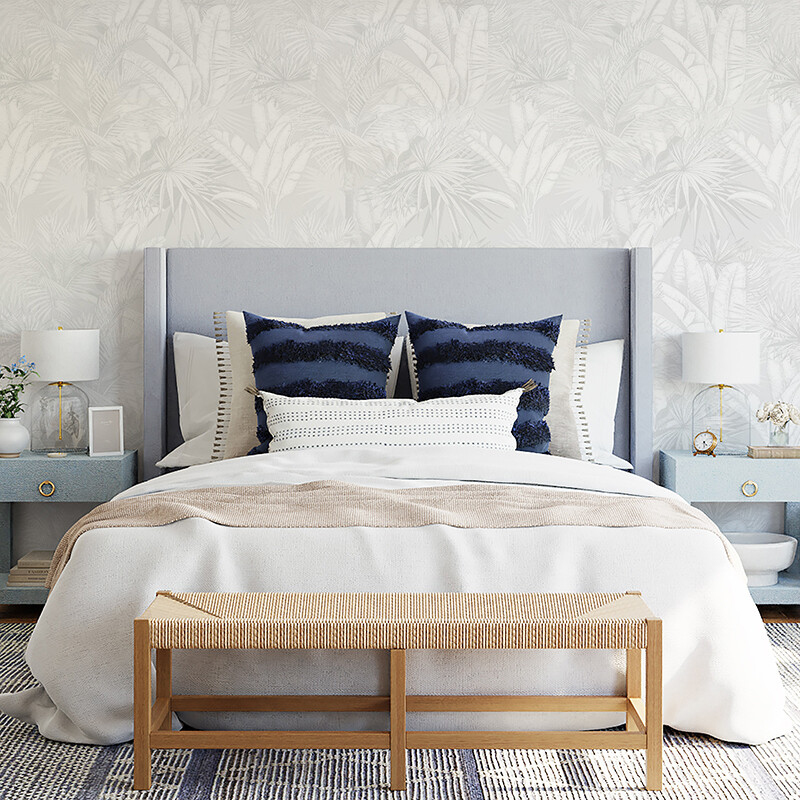Luxe Palms Removable Wallpaper - Soft Grey - Smooth Look