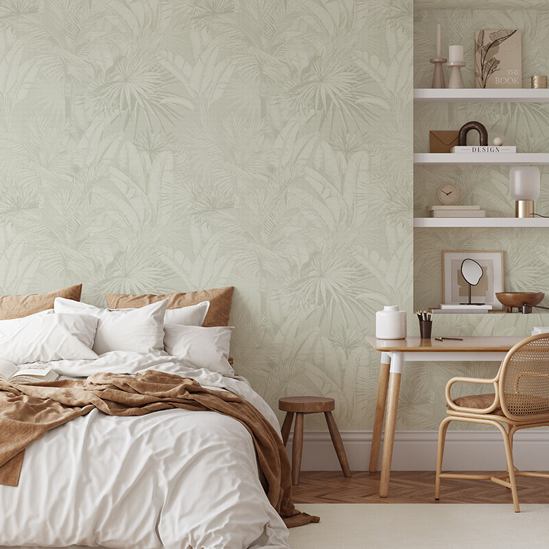 Luxe Palms Removable Wallpaper - Misty Sage
