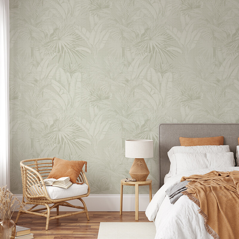 Luxe Palms Removable Wallpaper - Misty Sage