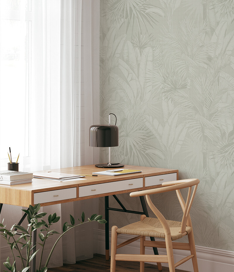 Luxe Palms Removable Wallpaper - Misty Sage