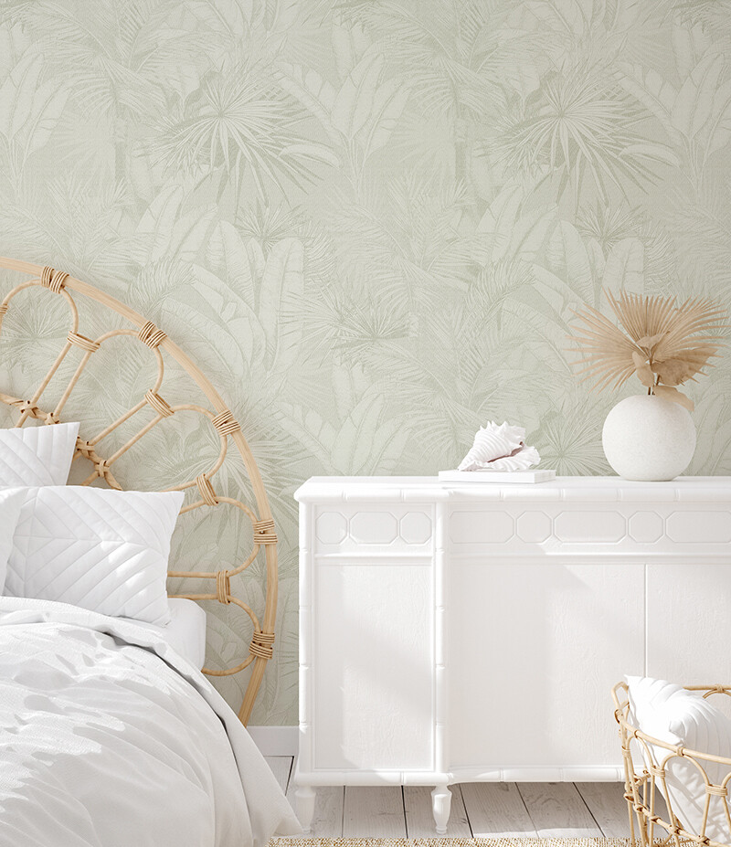 Luxe Palms Removable Wallpaper - Misty Sage