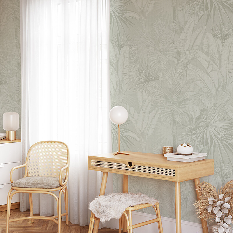 Luxe Palms Removable Wallpaper - Misty Sage