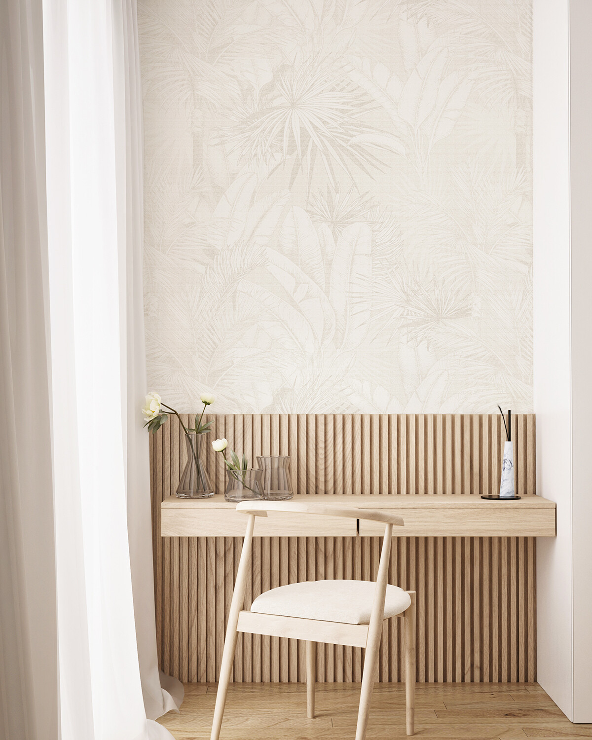 Luxe Palms Natural II Removable Wallpaper