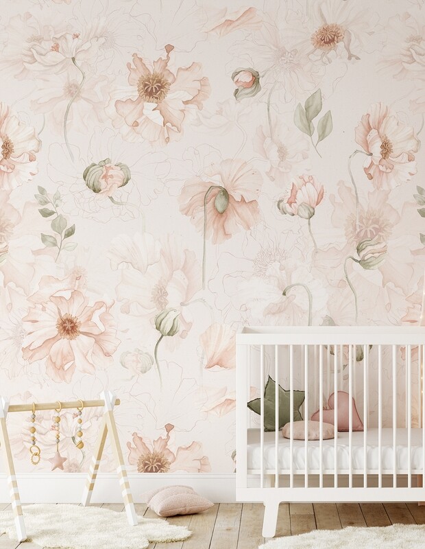 Nude Poppies Removable Wallpaper