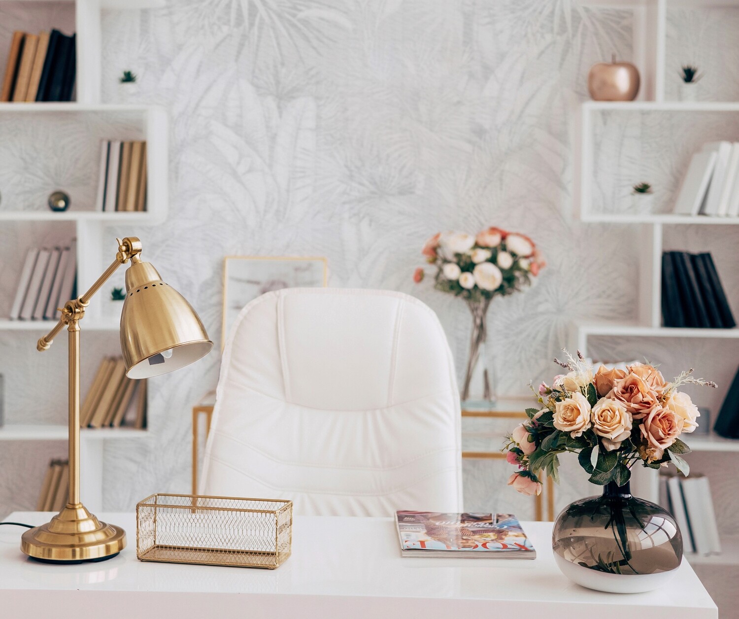 Luxe Palms Removable Wallpaper - Soft Grey