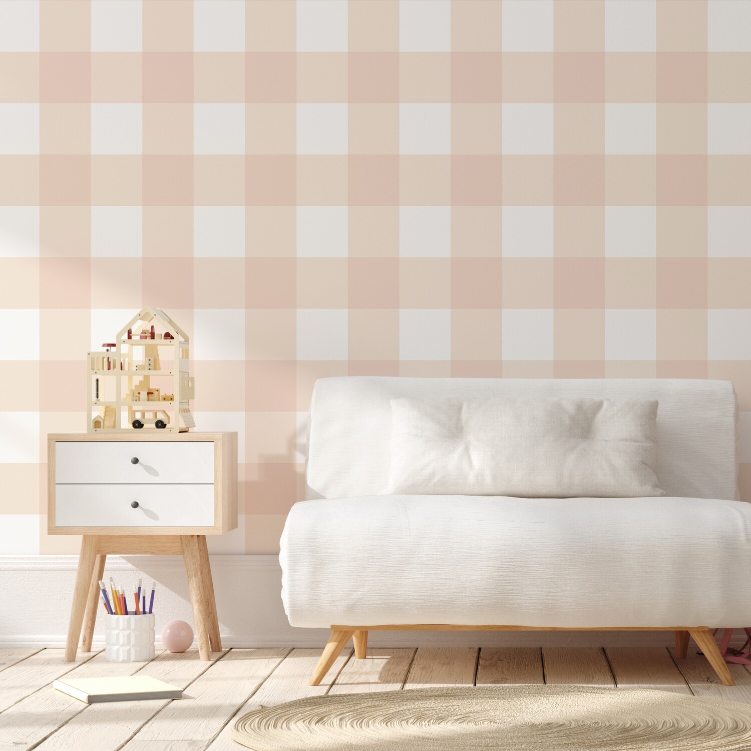 Traditional Gingham Checks Removable Wallpaper (Colour options)