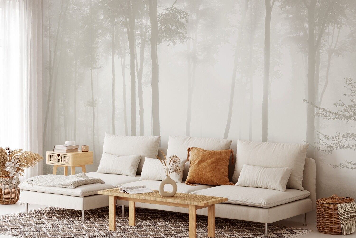 Misty Forest Mural Removable Wallpaper