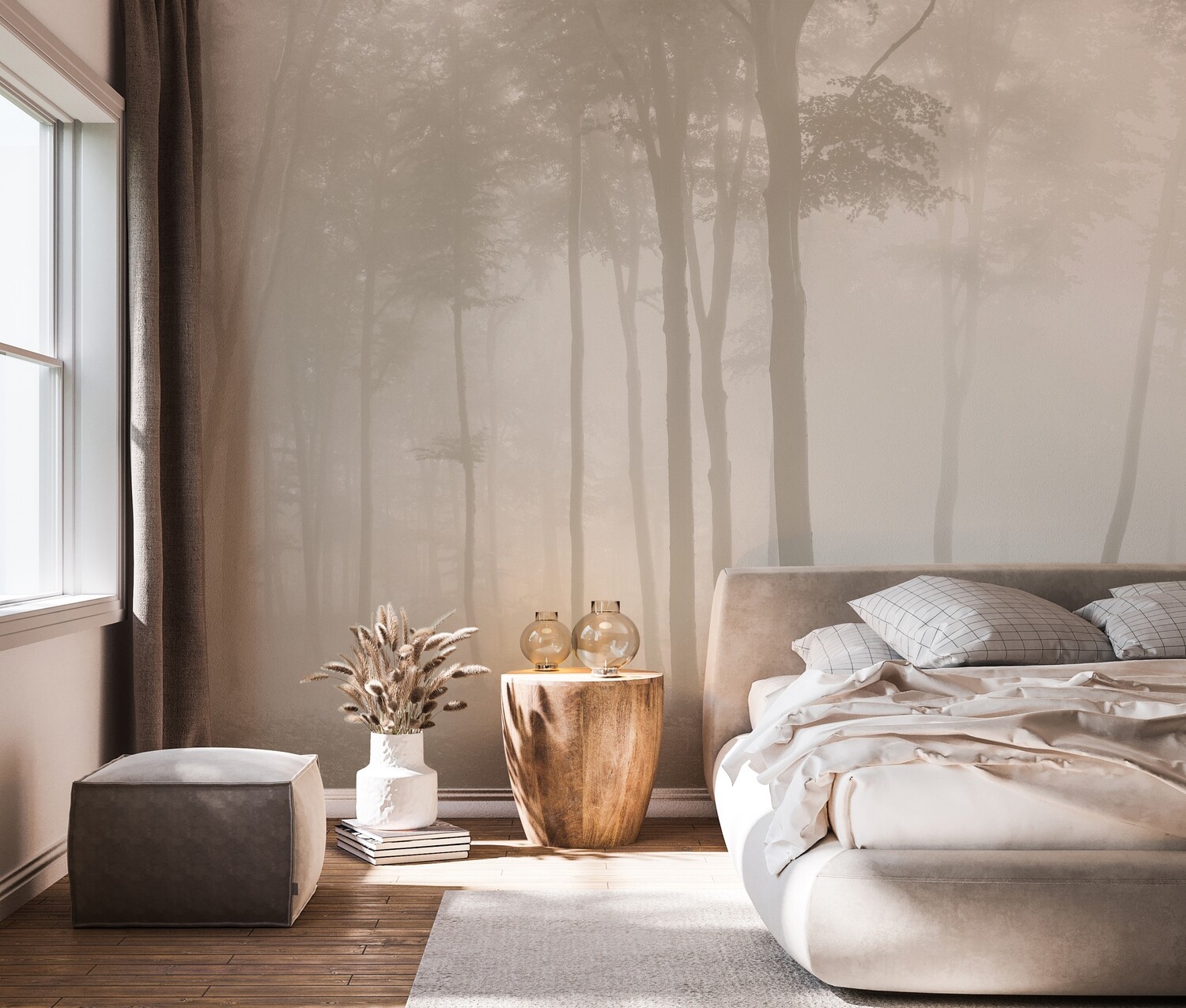Misty Forest Mural Removable Wallpaper